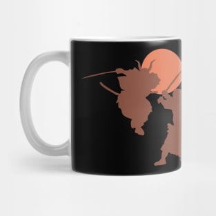 Silhouette Japanese Samurai Warriors Duel Mug